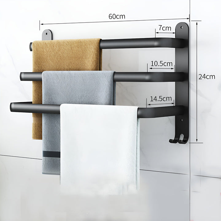 HangEase 3-layer wall-mounted towel storage – Aluminum space-saving design | Stornfield