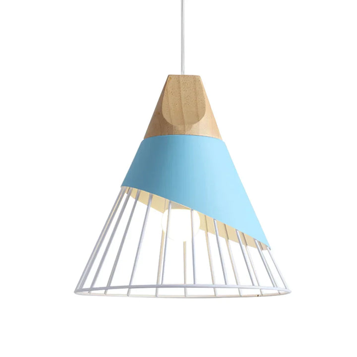 Vintage pendant light with cable – Industrial hanging lamp made of metal and wood | Stornfield