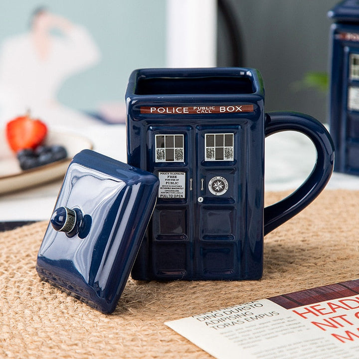 Sci-Fi Police Box Mug with Spoon – ideal gift for coffee and tea lovers | Stornfield
