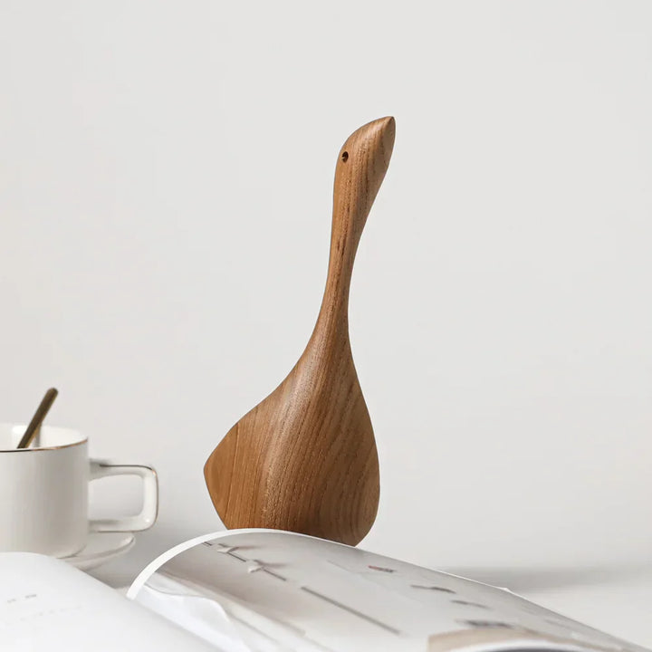 Stornfield | Figures de Canard en Bois Nordique Abstrait Sculpture en Teck Couple d'Amoureux Figures Ornements Animaux Naturels pour Décoration de Maison