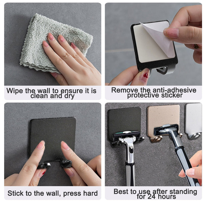 Stornfield | No-Drill Razor Storage Hook (1/2/3 Pieces) - Wall-Mounted Men's Razor Holder for Bathroom