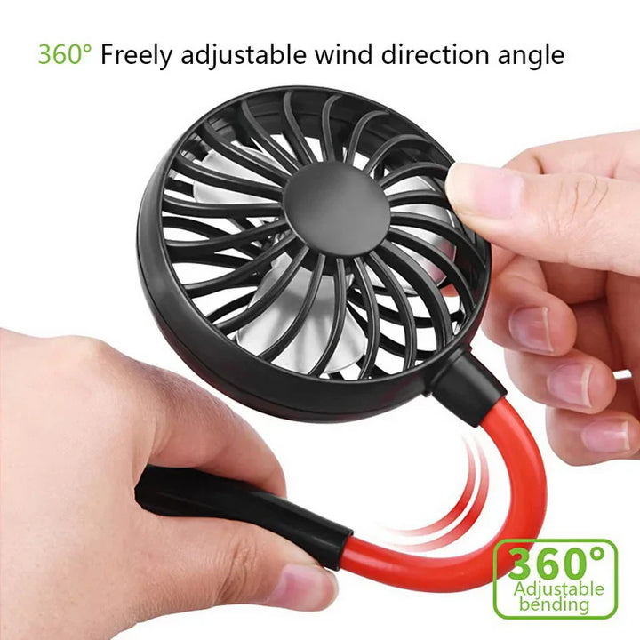 USB Portable Hands-Free Neck Fan - Rechargeable Mini Sports Fan, 3-Speed Adjustable Dual Fan for Home Office & Outdoor Use | Stornfield