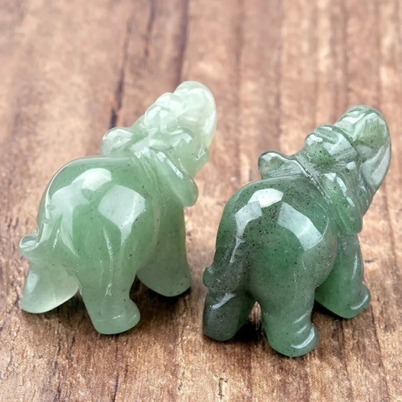 Stornfield | Green aventurine jade stone elephant statue