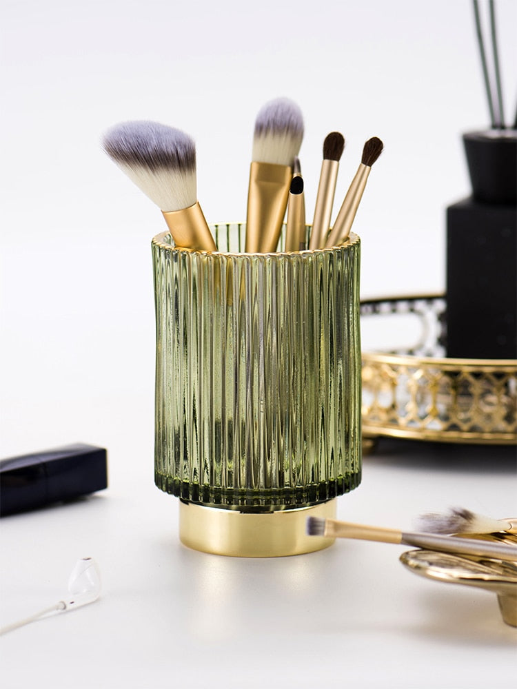 Stornfield | Elise Gold Plated Glass Makeup Halter & Organizer