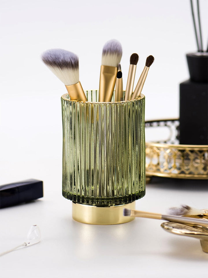Stornfield | Elise Gold Plated Glass Makeup Halter & Organizer