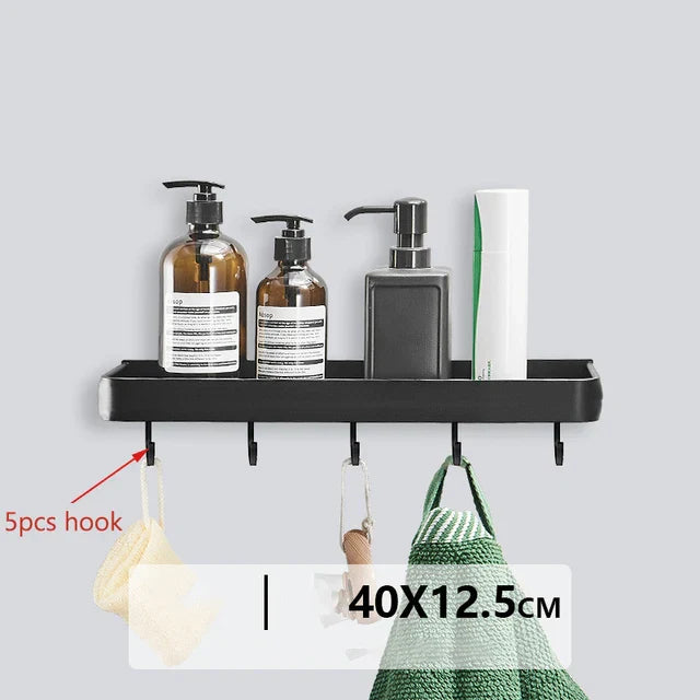 ALUMAX – Black Aluminum Corner Shelf without Drilling Stornfield