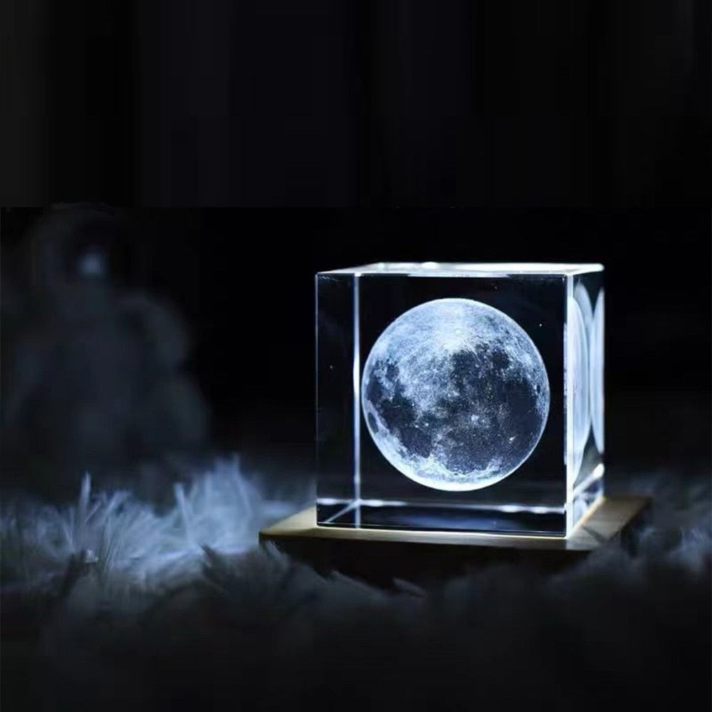3D Crystal Cube Moon Nightlight | Stornfield