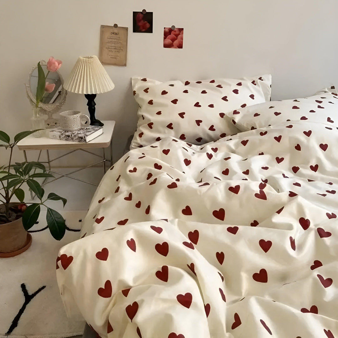 HeartDream Bedding Set - Heart Motif Duvet Cover Set | Stornfield