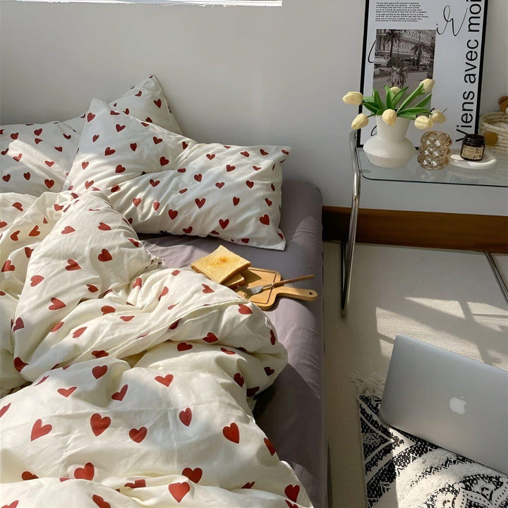 HeartDream Bedding Set - Heart Motif Duvet Cover Set | Stornfield