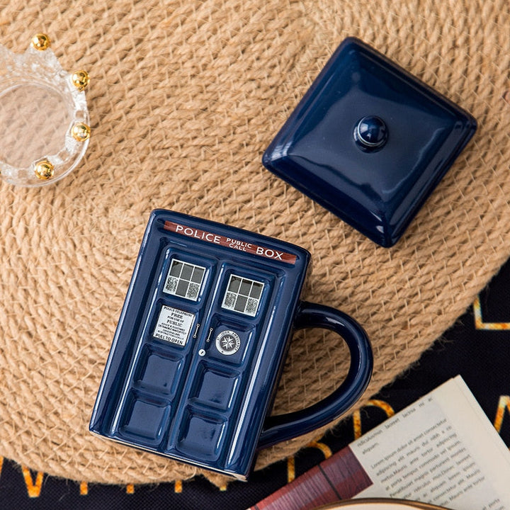Sci-Fi Police Box Mug with Spoon – ideal gift for coffee and tea lovers | Stornfield