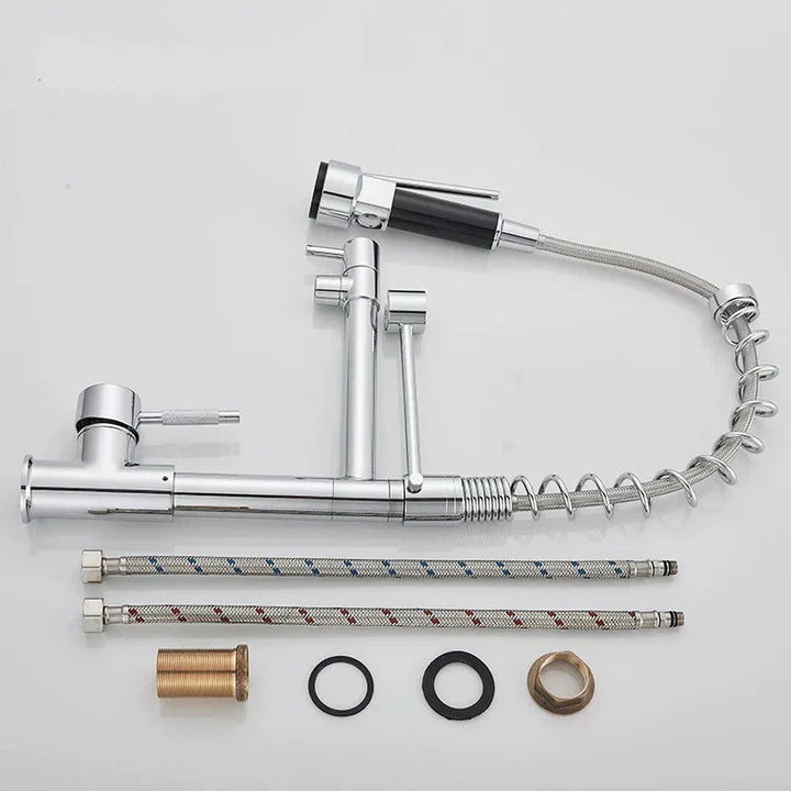 Retractable Faucet with Double Spout – Flexible Faucet for Sink, High Pressure, Swivel, Ideal for Modern Kitchens, Easy Installation | Stornfield