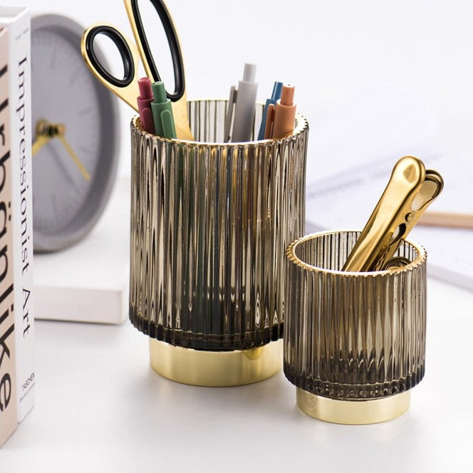 Stornfield | Elise Gold Plated Glass Makeup Halter & Organizer