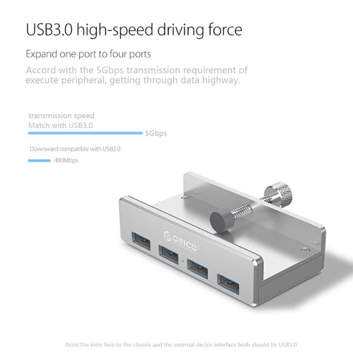 4 Port Clip-Type USB 3.0 Aluminum Hub | Stornfield