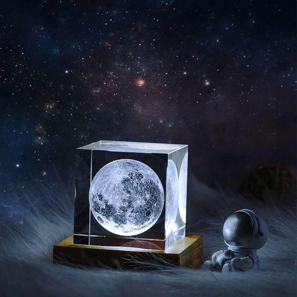 3D Crystal Cube Moon Nightlight | Stornfield