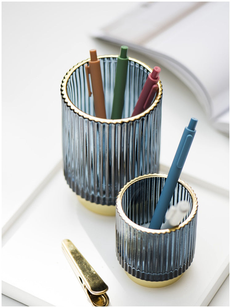 Stornfield | Elise Gold Plated Glass Makeup Halter & Organizer