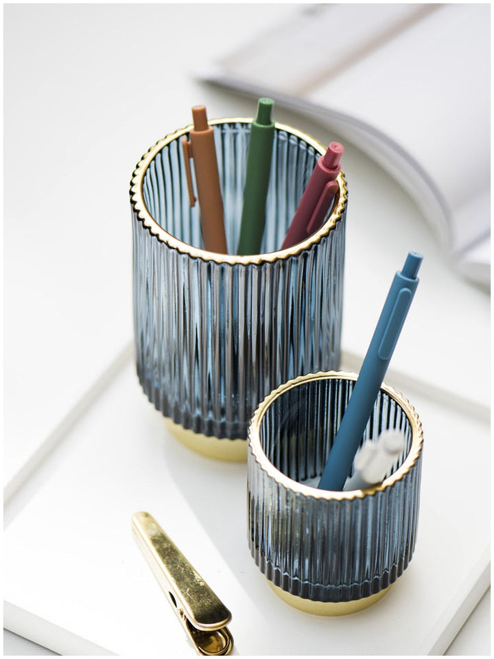 Stornfield | Elise Gold Plated Glass Makeup Halter & Organizer
