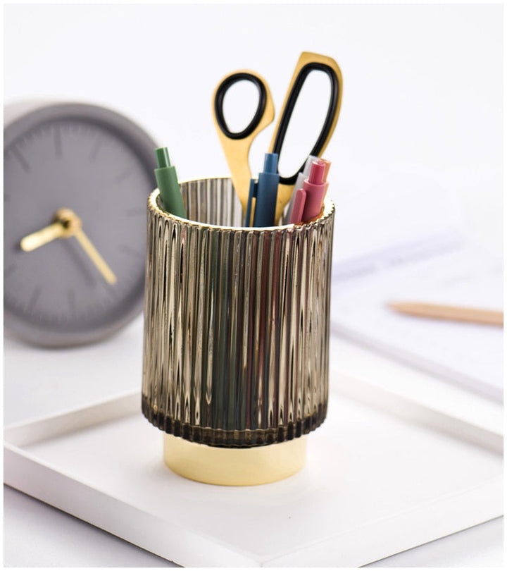 Stornfield | Elise Gold Plated Glass Makeup Halter & Organizer