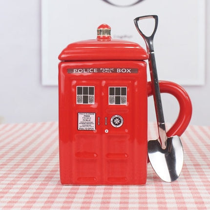 Sci-Fi Police Box Mug with Spoon – ideal gift for coffee and tea lovers | Stornfield