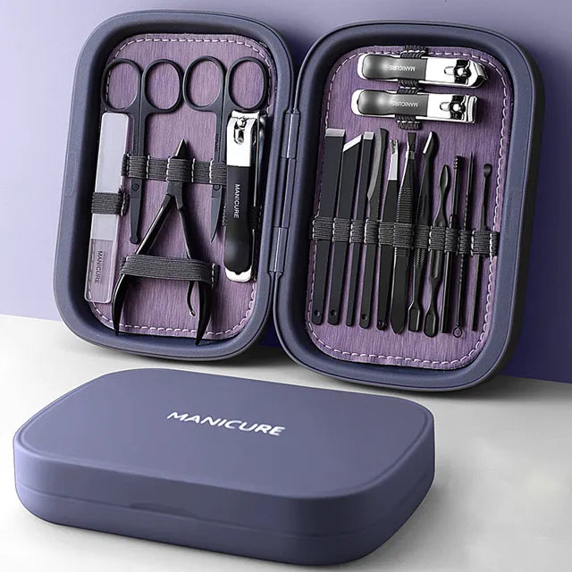 Stornfield | LuxNails | Professional Stainless Steel Manicure and Pedicure Set | Portable and Multifunctional | Luxurious Storage Box