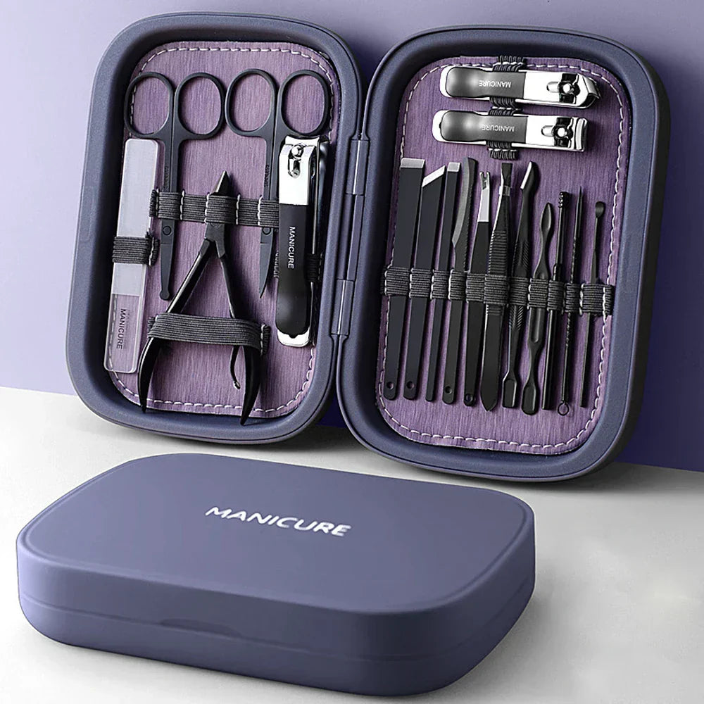 Stornfield | LuxNails | Professional Stainless Steel Manicure and Pedicure Set | Portable and Multifunctional | Luxurious Storage Box