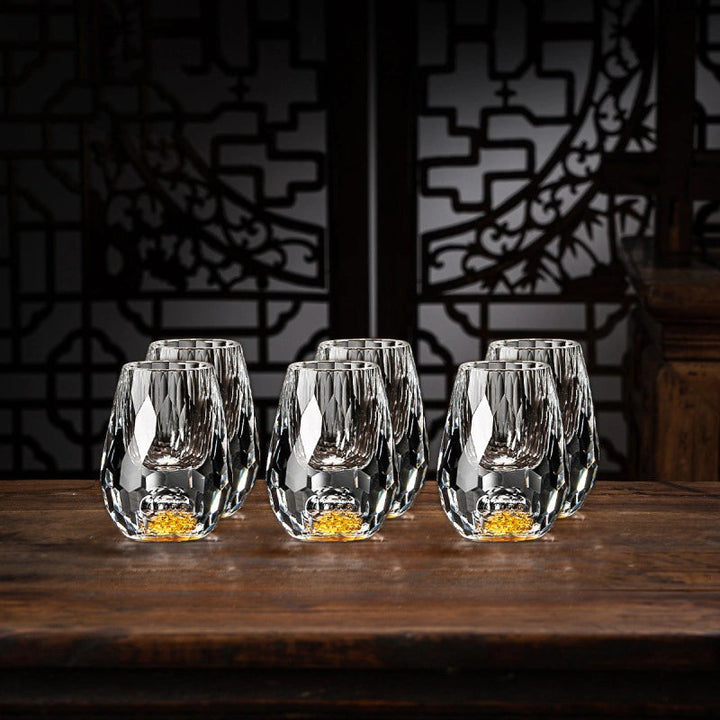 Luxury Crystal Glasses with Gold Flakes – Handmade – Set of 2 – For Whisky & Premium Beverages | Stornfield