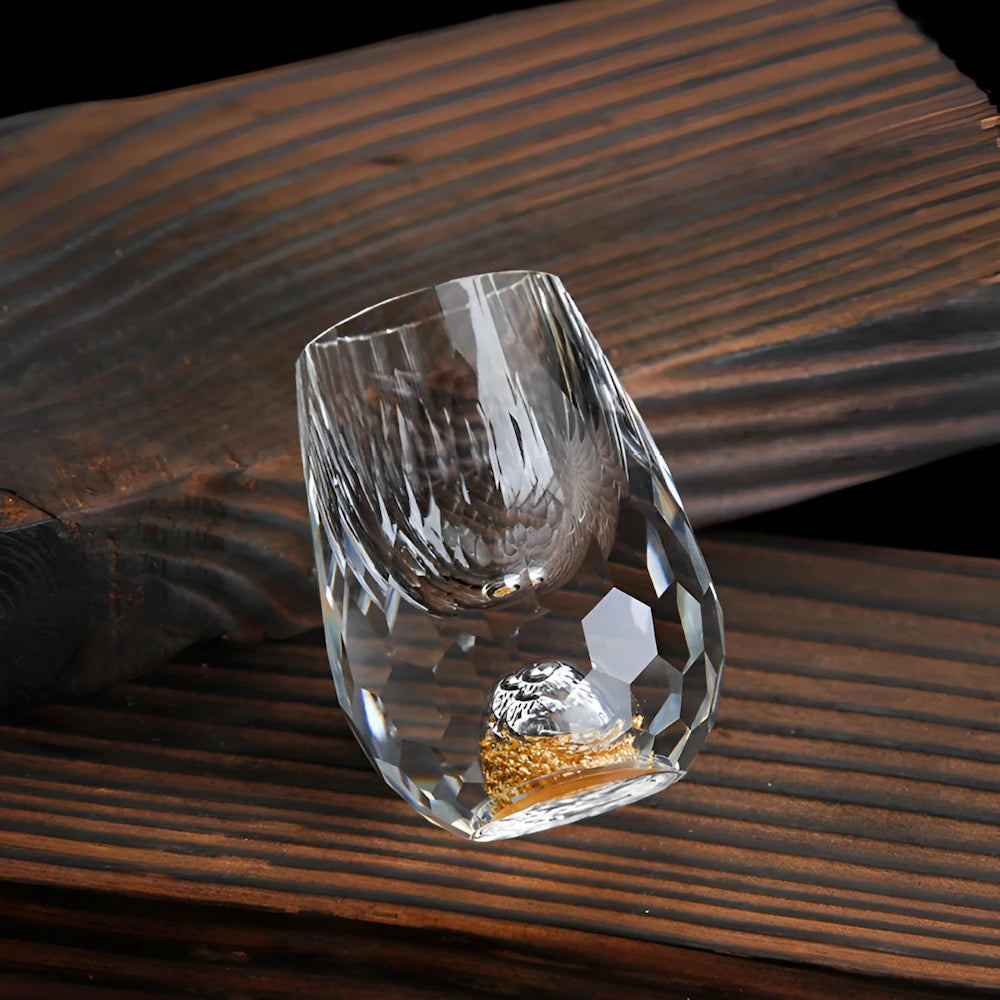 Stornfield | Luxury Crystal Glasses with Gold Flakes – Handmade – Set of 2 – For Whisky & Premium Beverages