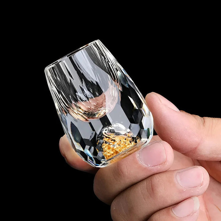 Luxury Crystal Glasses with Gold Flakes – Handmade – Set of 2 – For Whisky & Premium Beverages | Stornfield