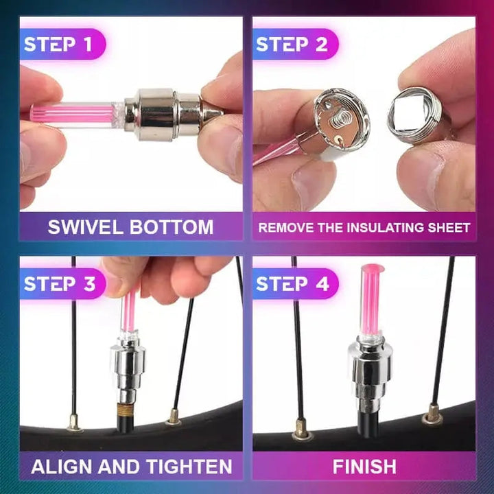 Stornfield | High-quality bicycle valve lighting with LED – Perfect for night rides