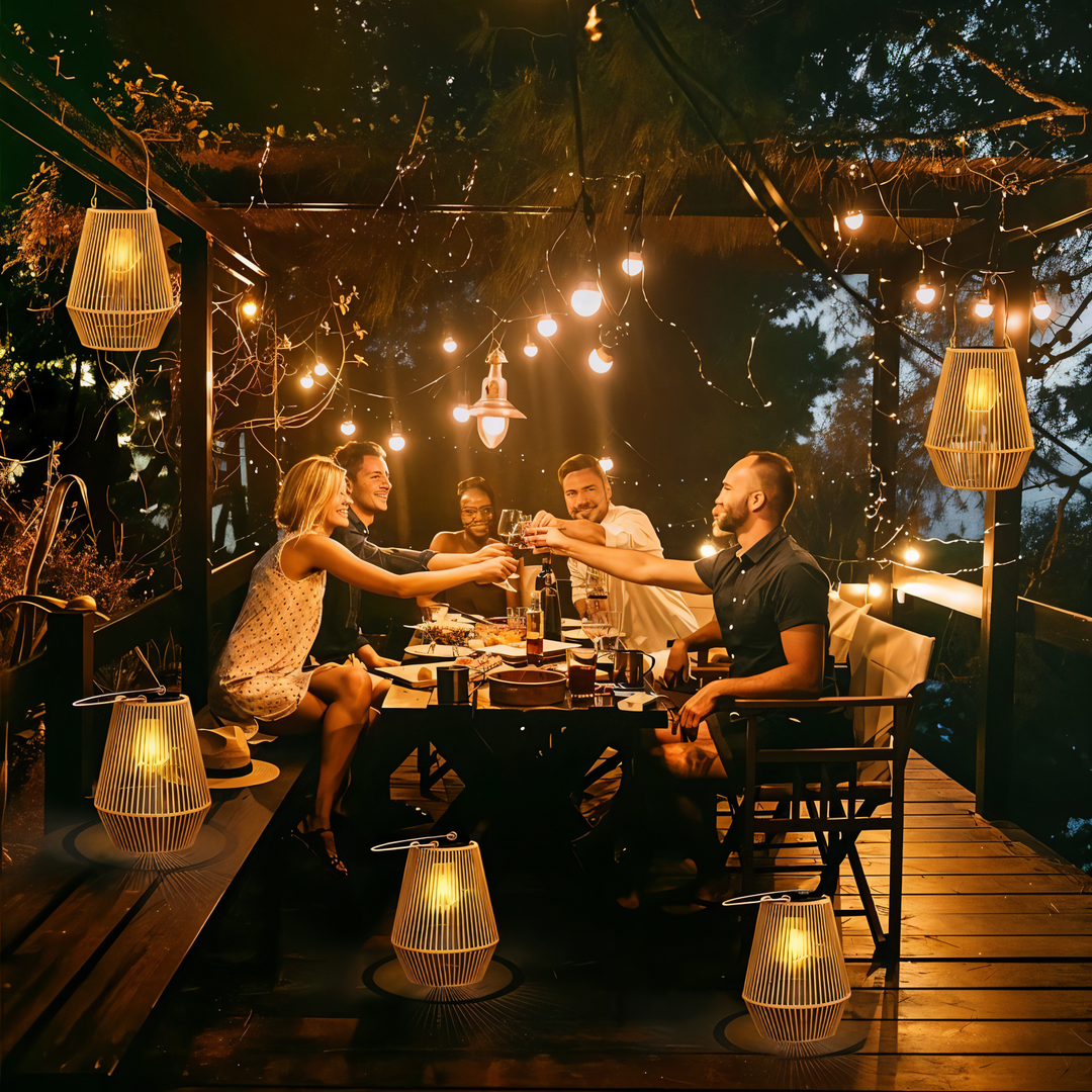 Stornfield | Luminara Natural Light Solar Bamboo Lamp | Handwoven & Weatherproof | 12 hrs. Lighting Duration | Natural Design
