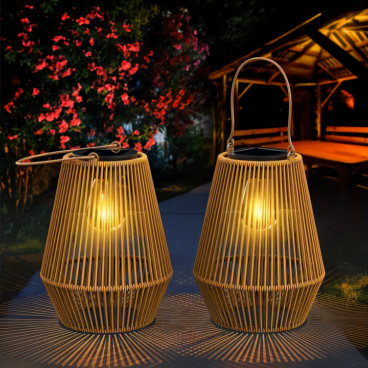 Stornfield | Luminara Natural Light Solar Bamboo Lamp | Handwoven & Weatherproof | 12 hrs. Lighting Duration | Natural Design