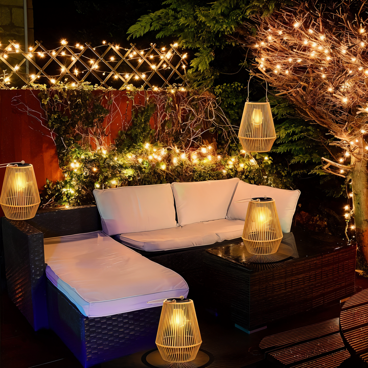 Stornfield | Luminara Natural Light Solar Bamboo Lamp | Handwoven & Weatherproof | 12 hrs. Lighting Duration | Natural Design