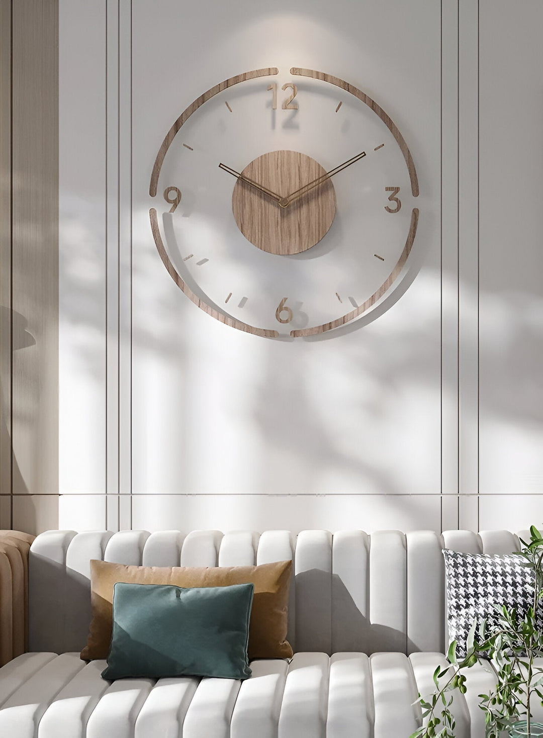 ClearWood Transparent Wall Clock – Silent Quartz with Wooden Details | Stornfield