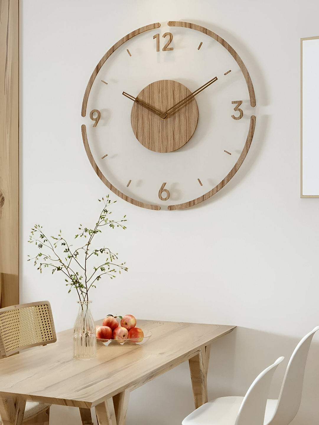 ClearWood Transparent Wall Clock – Silent Quartz with Wooden Details | Stornfield