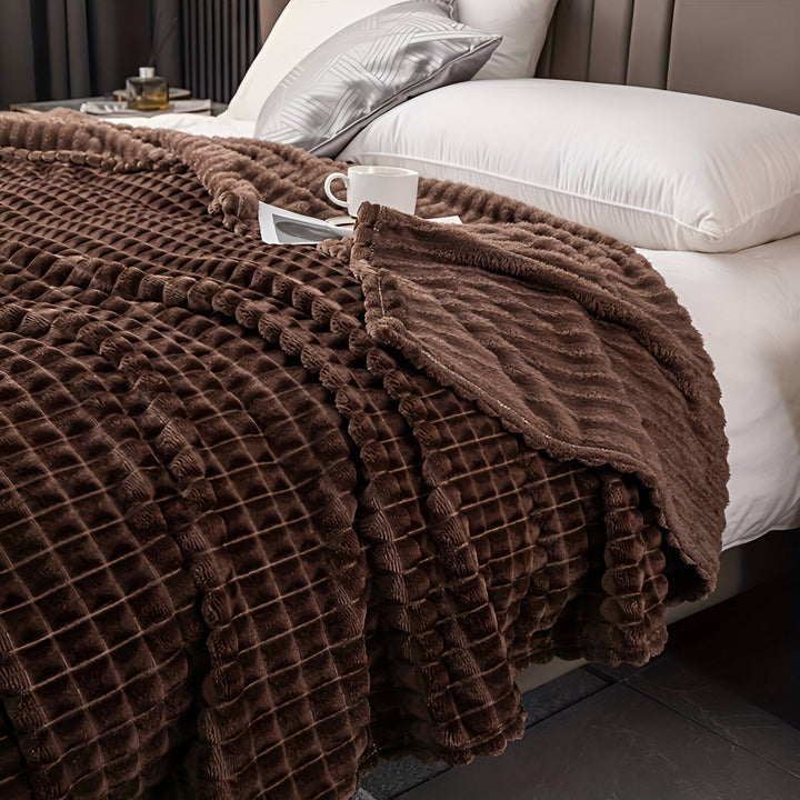 Stornfield | EliteWave Plaid - Ultra-soft Coral Structured Fleece Throw