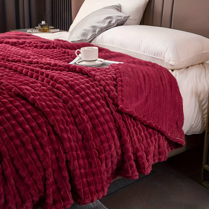 Stornfield | EliteWave Plaid - Ultra-soft Coral Structured Fleece Throw