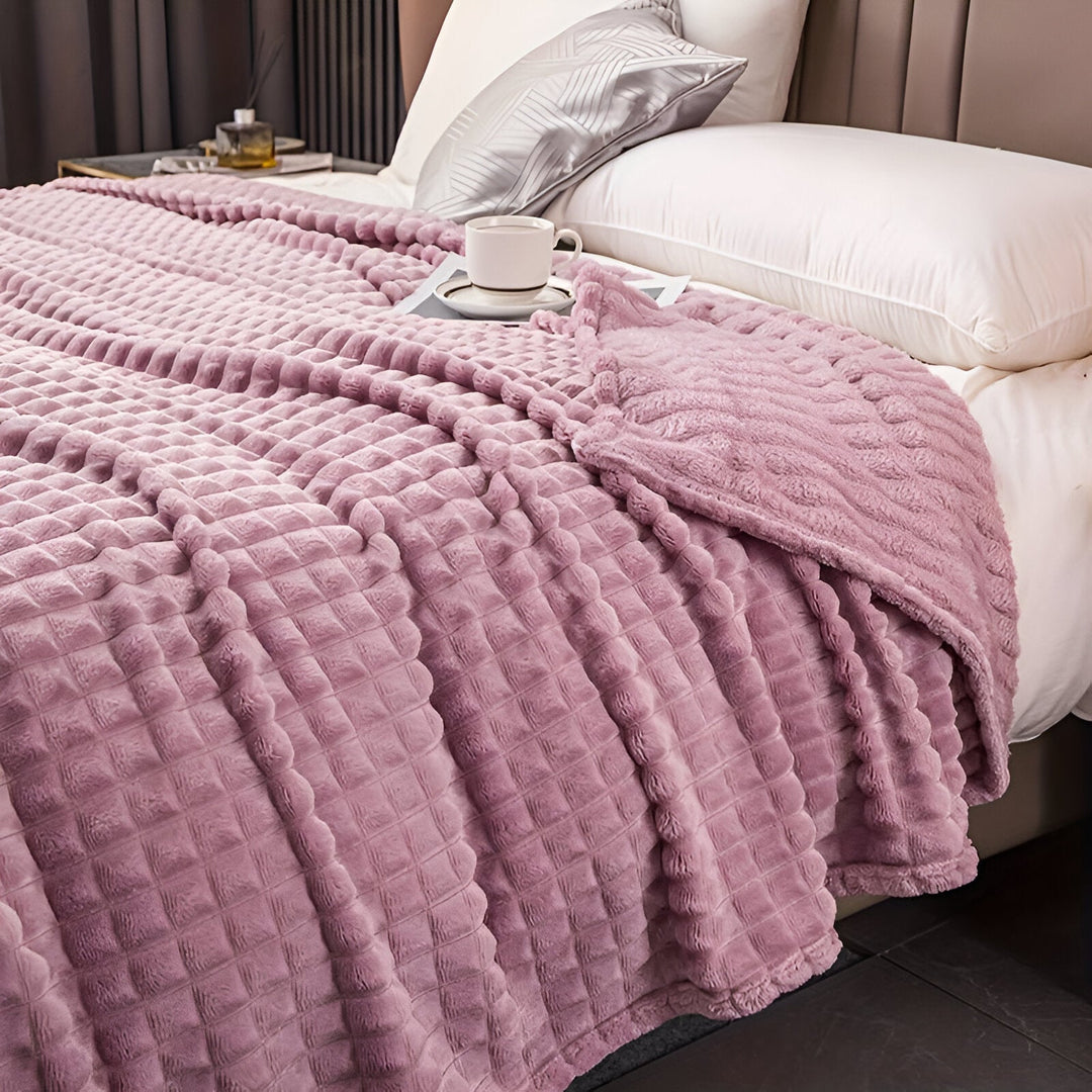 Stornfield | EliteWave Plaid - Ultra-soft Coral Structured Fleece Throw