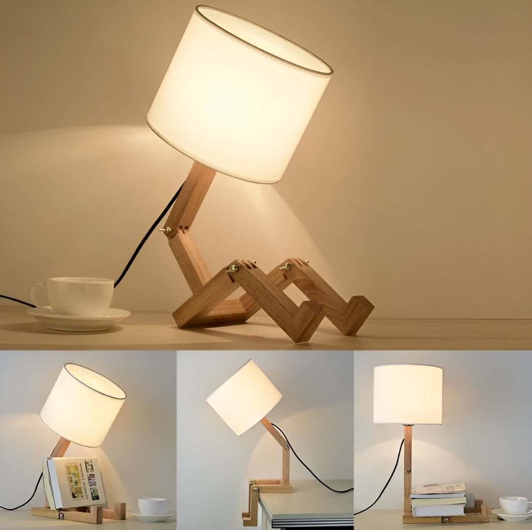 Flexible Robot Desk Lamp Made of Solid Wood – LumoBot | Stornfield