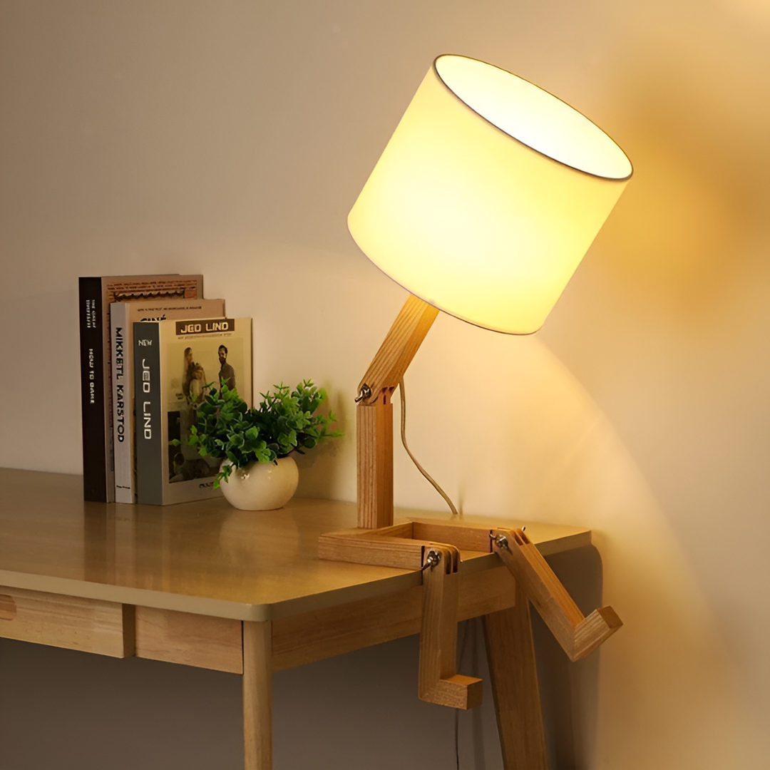 Flexible Robot Desk Lamp Made of Solid Wood – LumoBot | Stornfield