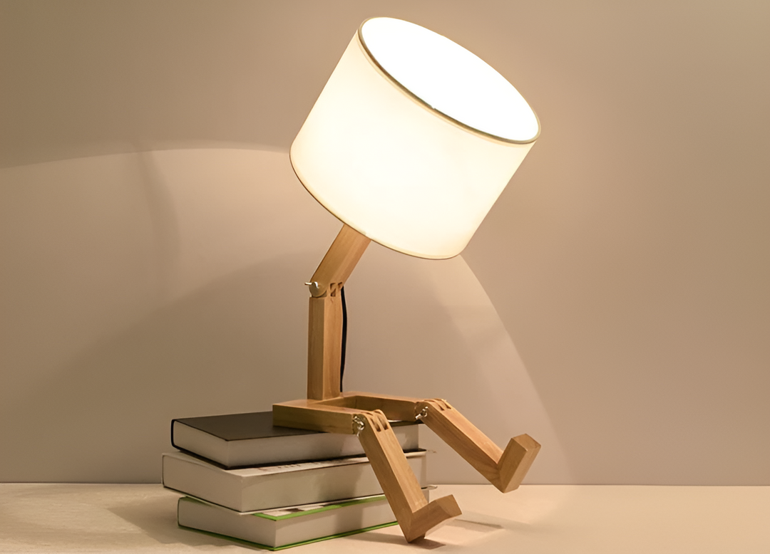 Flexible Robot Desk Lamp Made of Solid Wood – LumoBot | Stornfield