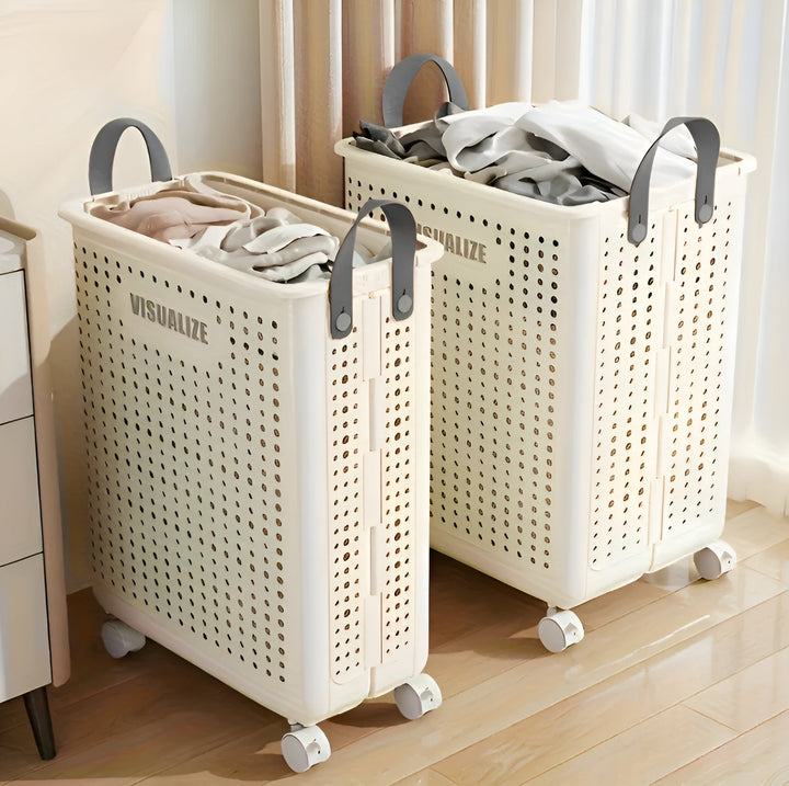 Laundry Basket with Wheels - FoldaStornfielde and Space-Saving | Practical for Household & Laundry Room | Stornfield