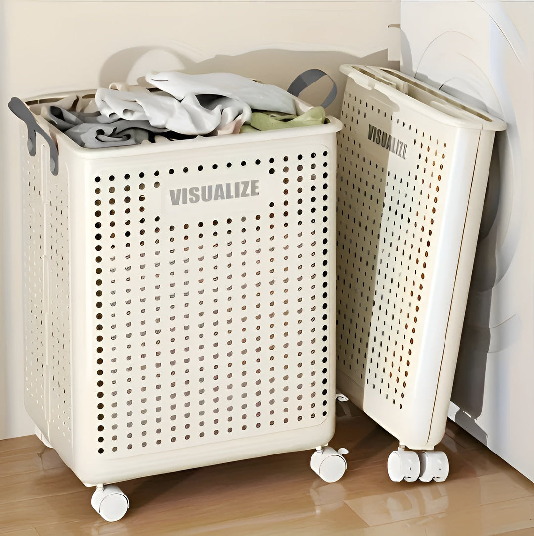 Laundry Basket with Wheels - FoldaStornfielde and Space-Saving | Practical for Household & Laundry Room | Stornfield
