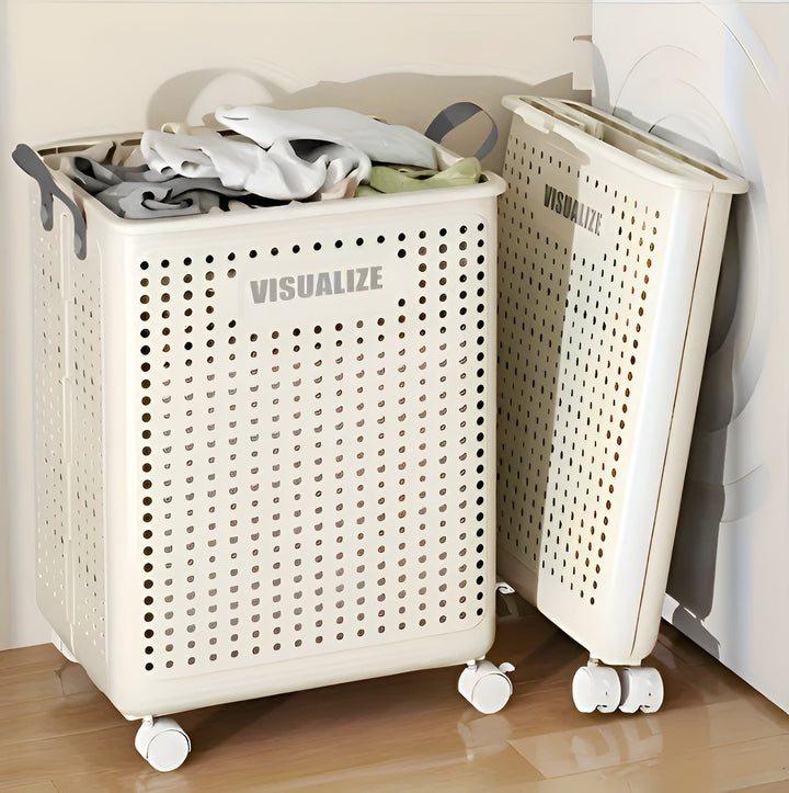 Laundry Basket with Wheels - FoldaStornfielde and Space-Saving | Practical for Household & Laundry Room | Stornfield