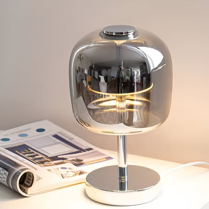 Stornfield | Gleam Lamp - Stylish smoked grey glass lamp, USB-powered dimmable light