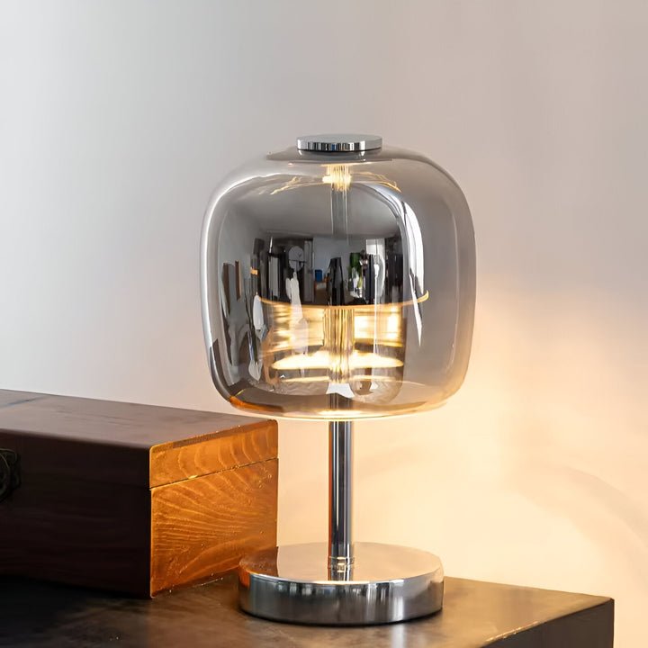 Stornfield | Gleam Lamp - Stylish smoked grey glass lamp, USB-powered dimmable light