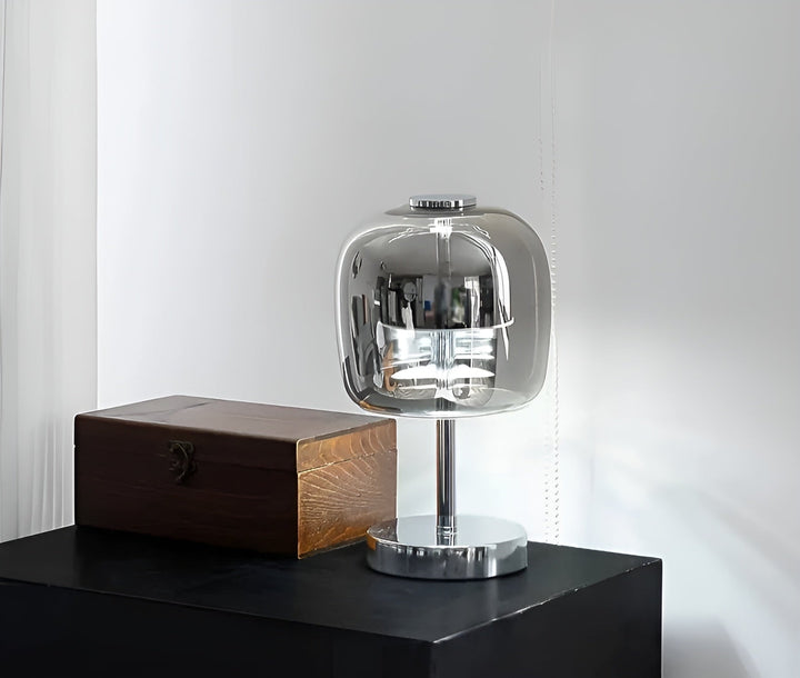 Stornfield | Gleam Lamp - Stylish smoked grey glass lamp, USB-powered dimmable light