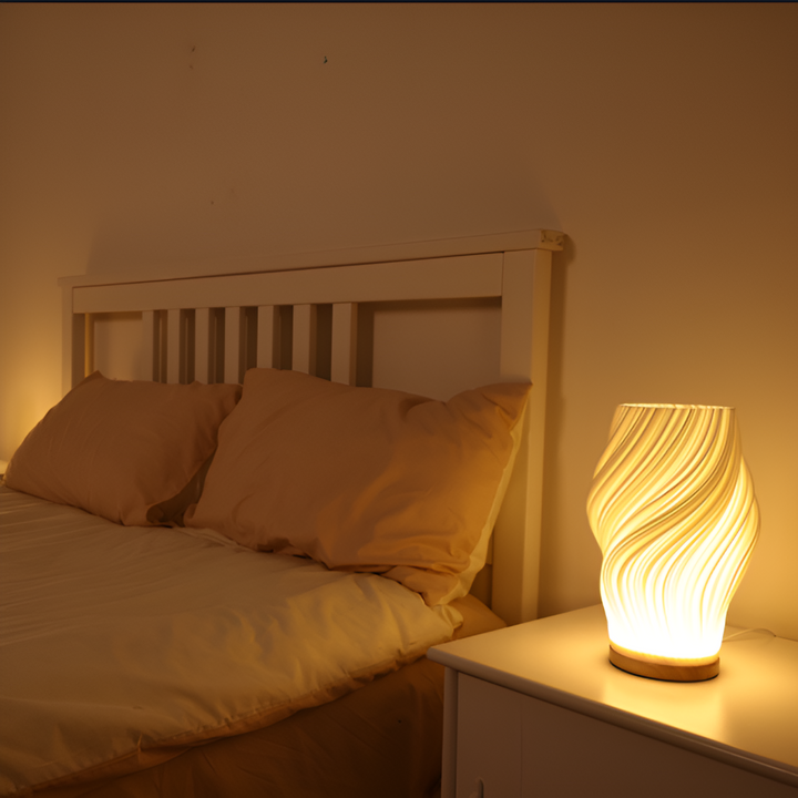 Stornfield | DreamWave - Modern Cream 3D Wavy Lamp with Sleek Metal Base
