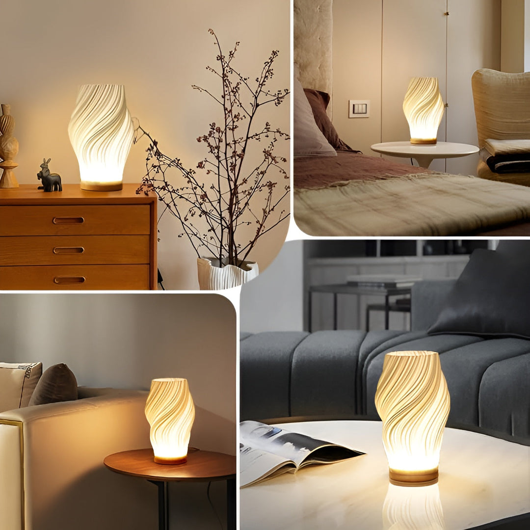 Stornfield | DreamWave - Modern Cream 3D Wavy Lamp with Sleek Metal Base