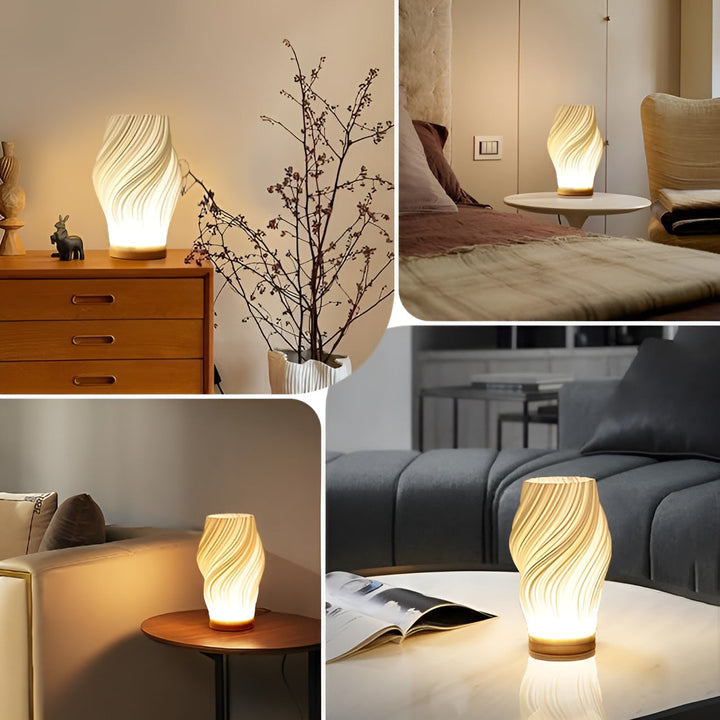 Stornfield | DreamWave - Modern Cream 3D Wavy Lamp with Sleek Metal Base