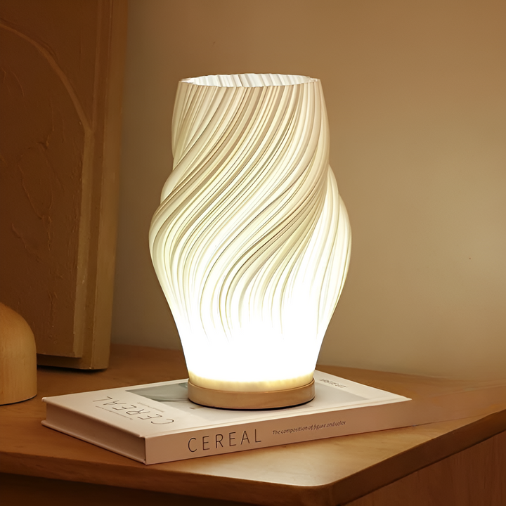 Stornfield | DreamWave - Modern Cream 3D Wavy Lamp with Sleek Metal Base