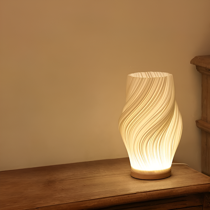 Stornfield | DreamWave - Modern Cream 3D Wavy Lamp with Sleek Metal Base